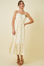 Load image into Gallery viewer, NEWEST ARRIVAL Cream Embroidered Floral Print Midi Dress
