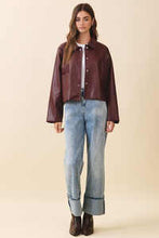 Load image into Gallery viewer, NEWEST ARRIVAL Burgundy Pleather Jacket
