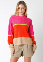 Load image into Gallery viewer, LAST ONE FINAL SALE Lime Multi Color Block Sweater
