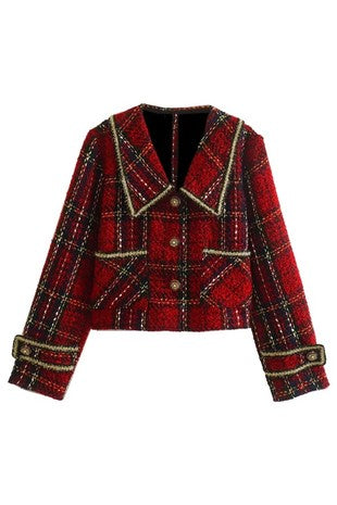 LAST ONE FINAL SALE Christmas Plaid Tweed Blazer