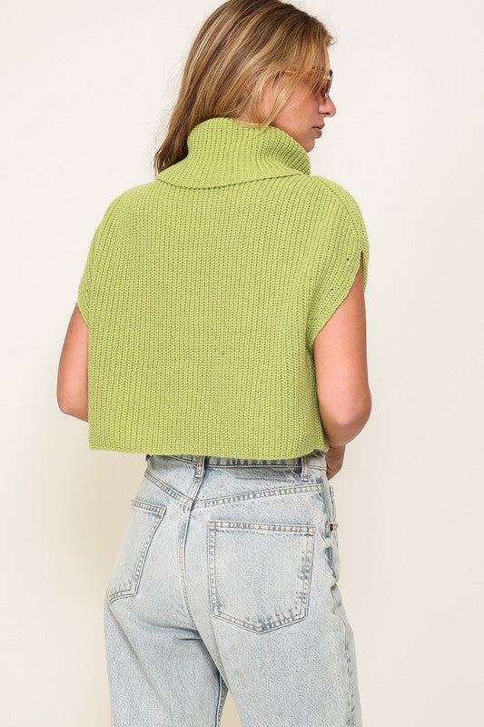 Chunky Sleeveless Turtleneck Sweater