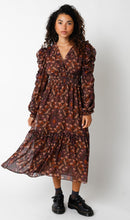 Load image into Gallery viewer, NEWEST ARRIVAL Brown/Purple Geometric Print Midi Dress
