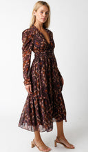 Load image into Gallery viewer, NEWEST ARRIVAL Brown/Purple Geometric Print Midi Dress
