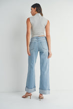 Load image into Gallery viewer, NEWEST ARRIVAL Light Denim Cuffed Jeans
