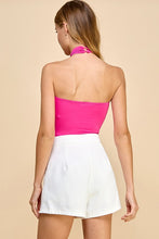 Load image into Gallery viewer, LAST ONE FINAL SALE Pink 3D Rose Halter Bodysuit
