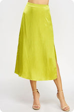 Load image into Gallery viewer, Chartreuse Green Studded Satin Skirt Set
