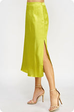 Load image into Gallery viewer, Chartreuse Green Studded Satin Skirt Set
