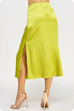 Load image into Gallery viewer, Chartreuse Green Studded Satin Skirt Set
