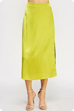Load image into Gallery viewer, Chartreuse Green Studded Satin Skirt Set

