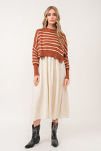 Load image into Gallery viewer, NEWEST ARRIVAL Caramel  Brown Crop Side Slit Loose Sweater
