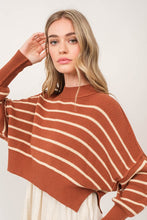 Load image into Gallery viewer, NEWEST ARRIVAL Caramel  Brown Crop Side Slit Loose Sweater
