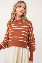 Load image into Gallery viewer, NEWEST ARRIVAL Caramel  Brown Crop Side Slit Loose Sweater
