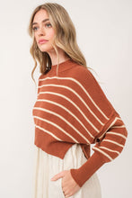 Load image into Gallery viewer, NEWEST ARRIVAL Caramel  Brown Crop Side Slit Loose Sweater
