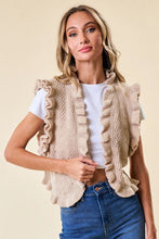 Load image into Gallery viewer, FINAL SALE Tan or Mauve Ruffle Knit Vest

