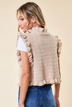 Load image into Gallery viewer, FINAL SALE Tan or Mauve Ruffle Knit Vest
