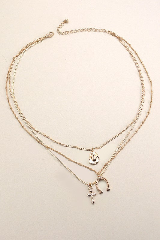 NEWEST ARRIVAL Gold Trio Layer Western Necklace