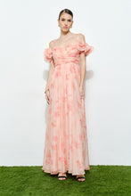 Load image into Gallery viewer, NEWEST ARRIVAL Peach Ruffle Off Shoulder Maxi Dress
