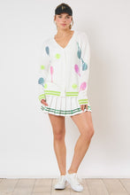Load image into Gallery viewer, FINAL SALE White Sequin Pickleball Knit Cardigan
