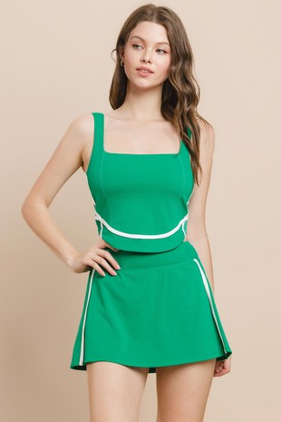 LAST ONE Green Athletic Skirt Set