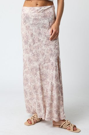 Mauve Floral Midi Skirt