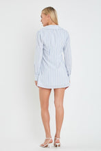Load image into Gallery viewer, LAST ONE FINAL SALE Blue Striped Button Down Mini Shirt Dress
