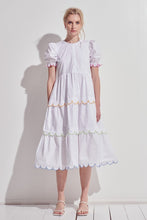 Load image into Gallery viewer, White Contrast Scallop Ombre Midi Dress
