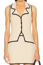 Load image into Gallery viewer, Cream/Black Trim Knit Mini Skirt Set
