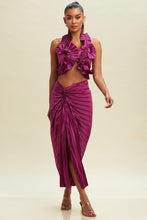 Load image into Gallery viewer, NEWEST ARRIVAL Orchid Plum Pleated Halter Skirt Set
