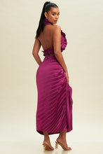 Load image into Gallery viewer, NEWEST ARRIVAL Orchid Plum Pleated Halter Skirt Set

