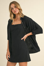 Load image into Gallery viewer, FINAL SALE Black/White Pinstriped 2 Piece Shirt Dress
