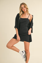 Load image into Gallery viewer, FINAL SALE Black/White Pinstriped 2 Piece Shirt Dress
