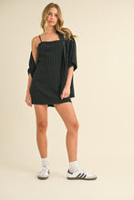 Load image into Gallery viewer, FINAL SALE Black/White Pinstriped 2 Piece Shirt Dress
