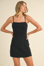 Load image into Gallery viewer, FINAL SALE Black/White Pinstriped 2 Piece Shirt Dress
