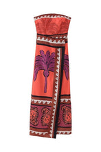 Load image into Gallery viewer, Tropical Strapless Midi Overlay Dress
