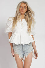 Load image into Gallery viewer, NEWEST ARRIVAL White Poplin Puff Sleeve Blouse
