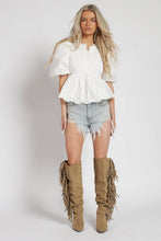 Load image into Gallery viewer, NEWEST ARRIVAL White Poplin Puff Sleeve Blouse
