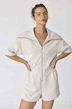 Load image into Gallery viewer, NEWEST ARRIVAL Tan or Black Front Zip Athletic Romper
