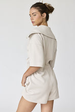 Load image into Gallery viewer, NEWEST ARRIVAL Tan or Black Front Zip Athletic Romper
