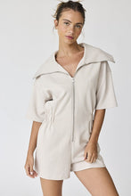 Load image into Gallery viewer, NEWEST ARRIVAL Tan or Black Front Zip Athletic Romper
