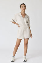 Load image into Gallery viewer, NEWEST ARRIVAL Tan or Black Front Zip Athletic Romper
