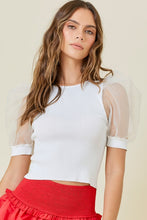 Load image into Gallery viewer, White Organza Puff Sleeve Blouse
