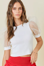 Load image into Gallery viewer, White Organza Puff Sleeve Blouse
