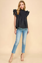 Load image into Gallery viewer, NEWEST ARRIVAL Black Flutter Sleeve Blouse
