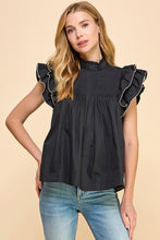 Load image into Gallery viewer, NEWEST ARRIVAL Black Flutter Sleeve Blouse
