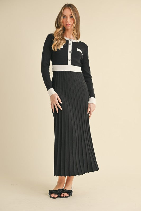 NEWEST ARRIVAL Baby Blue Contrast Detail Sweater Midi Dress