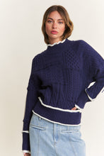 Load image into Gallery viewer, NEWST ARRIVAL Navy Cable Knit Sweater
