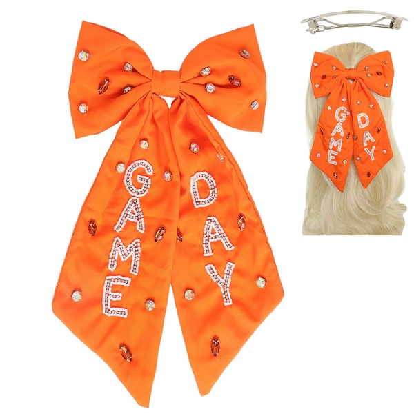 NEWEST ARRIVAL Orange Game Day Bow Clip