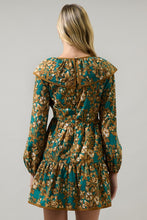 Load image into Gallery viewer, LAST ONE Teal/Mustard Fall Floral Ruffle Dress
