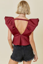 Load image into Gallery viewer, FINAL SALE Crimson Red Dramatic Flutter Sleeve Blouse
