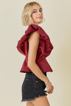 Load image into Gallery viewer, FINAL SALE Crimson Red Dramatic Flutter Sleeve Blouse
